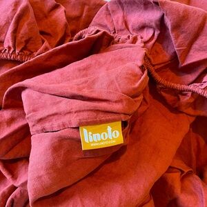 Linoto Fitted Sheet - Queen, Terra Cotta